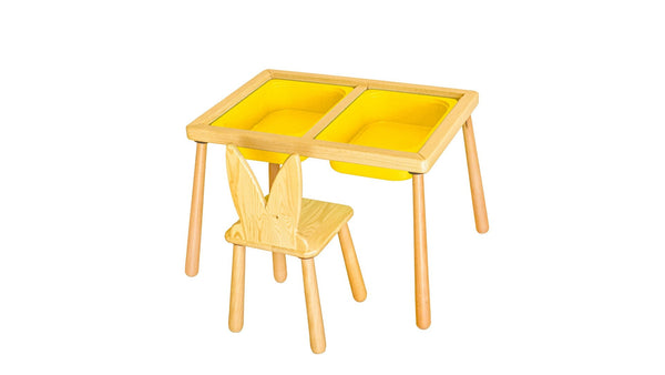 Gyerekasztal székekkel Table and Chair - Yellow-VASBÚTOR