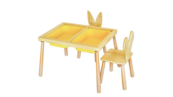 Gyerekasztal székekkel Table and 2 Chairs - Yellow-VASBÚTOR