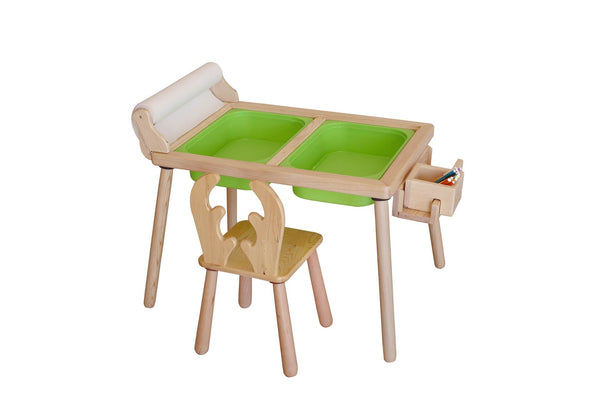 Gyerekasztal székekkel Roll and Chair - Green-VASBÚTOR