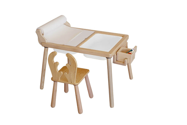 Gyerekasztal székekkel Roll and Chair - White-VASBÚTOR