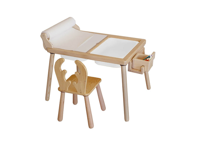 Gyerekasztal székekkel Roll and Chair - White-VASBÚTOR