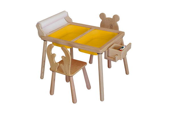 Gyerekasztal székekkel Roll and 2 Chairs - Yellow-VASBÚTOR