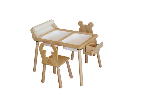 Gyerekasztal székekkel Roll and 2 Chairs - White-VASBÚTOR