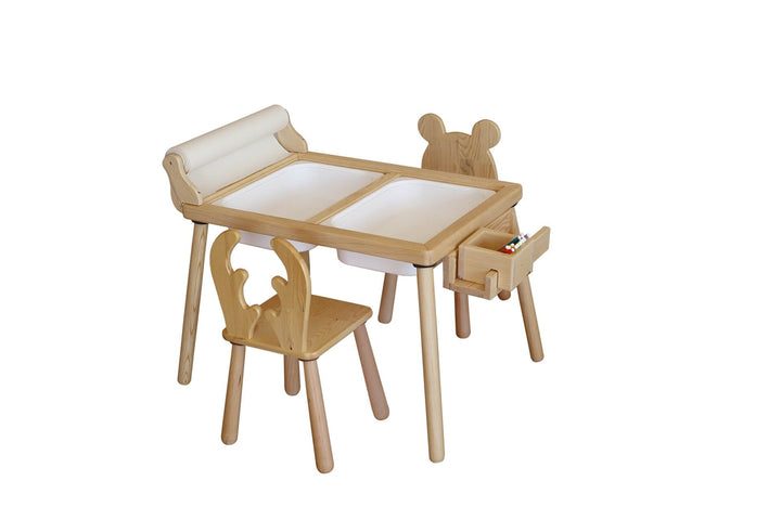 Gyerekasztal székekkel Roll and 2 Chairs - White-VASBÚTOR