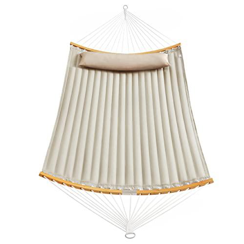 2 személye kemping függőágy párnával, 200x140 cm, max 225 kg, krém bézs színű-VASBÚTOR