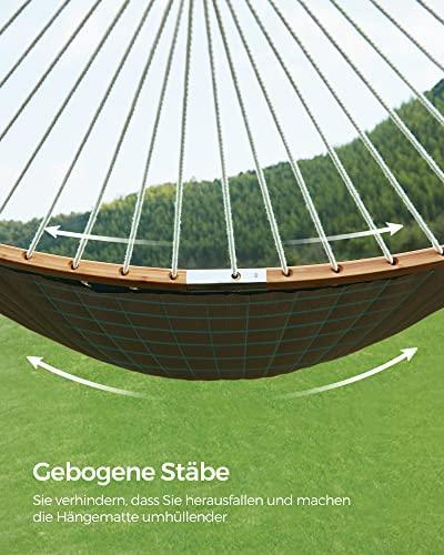 2 személyes párnázott kültéri függőágy, kemping függőágy, 200 x 140 cm, kék-bézs színű-VASBÚTOR