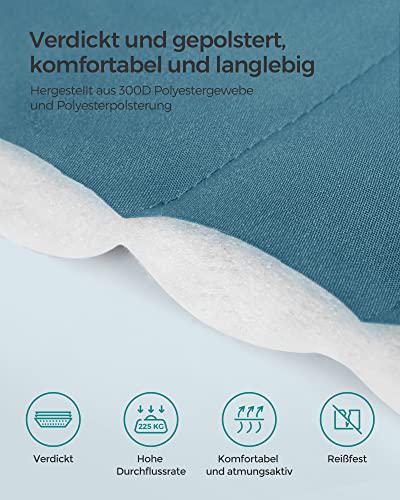 2 személyes párnázott kültéri függőágy, kemping függőágy, 200 x 140 cm, kék-bézs színű-VASBÚTOR