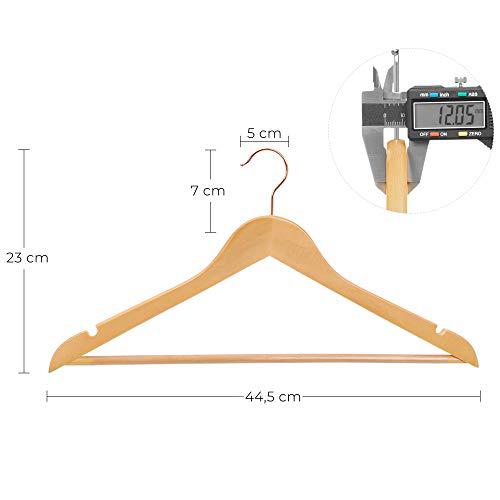 20 db ruhafogas, csúszásmentes, 360 ° -os forgó kampó, fa és rózsaarany-VASBÚTOR