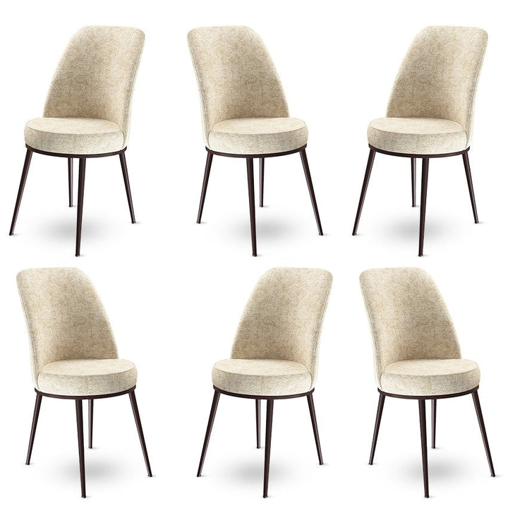 Étkezőszék szett (6 db) Dexa - Krém, Barna-VASBÚTOR