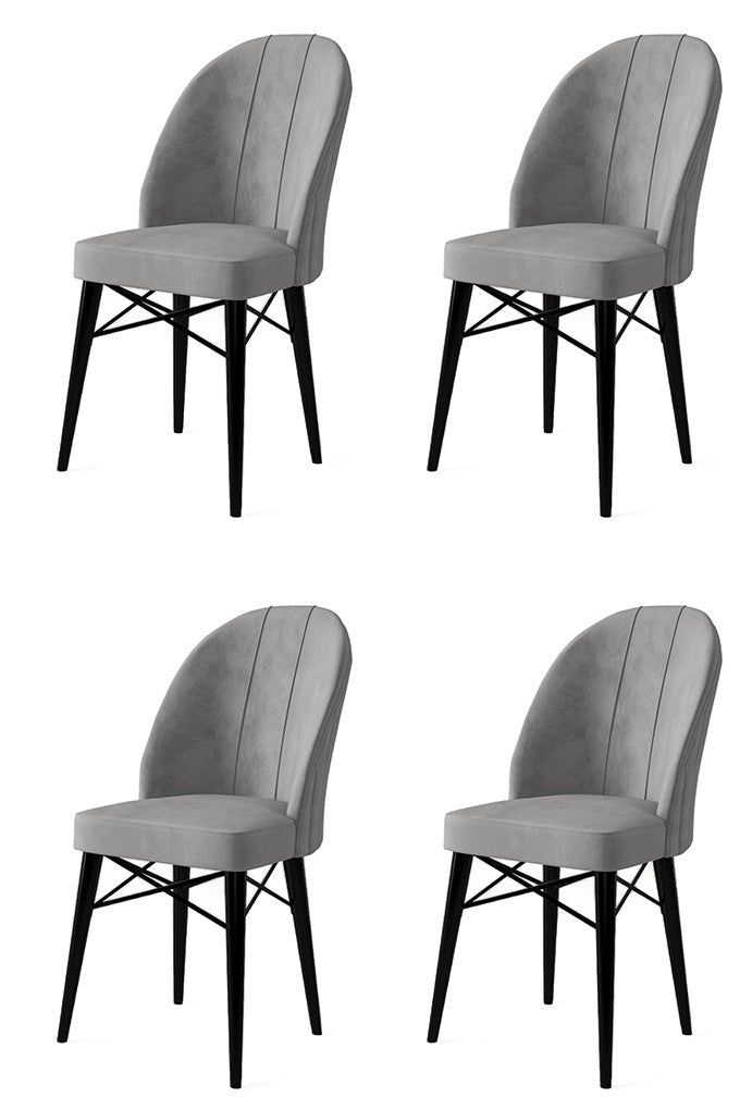 Étkezőszék szett (4 db) Ritim - Szürke, Fekete-VASBÚTOR