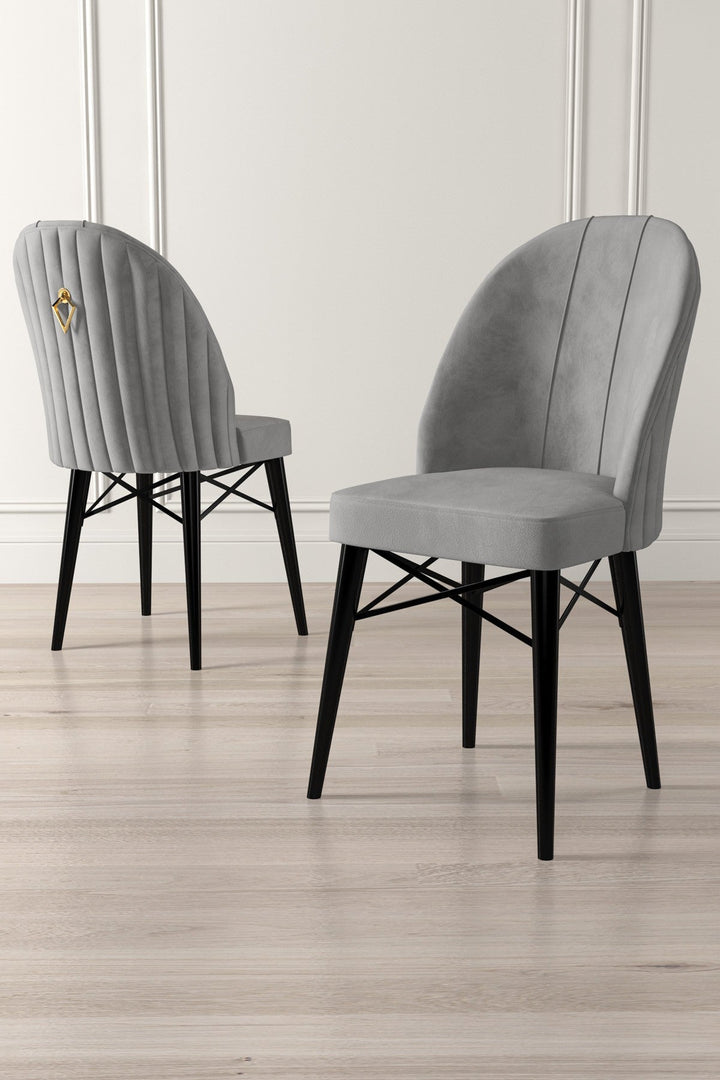 Étkezőszék szett (4 db) Ritim - Szürke, Fekete-VASBÚTOR