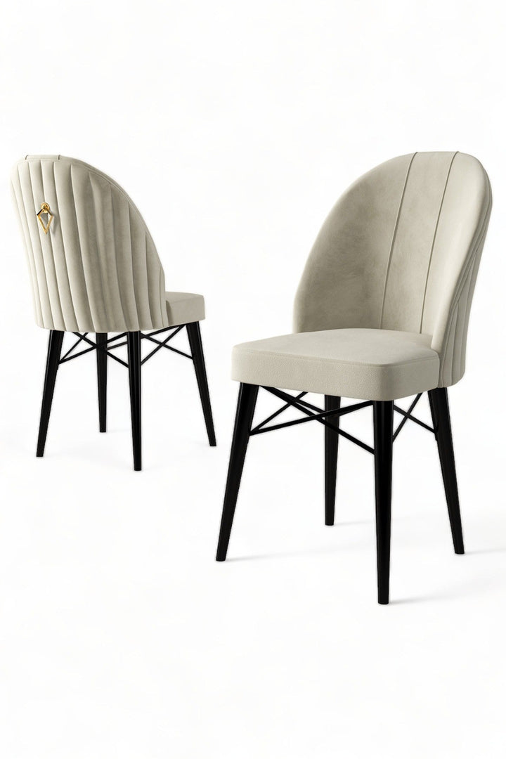 Étkezőszék szett (4 db) Ritim - Krém, Fekete-VASBÚTOR