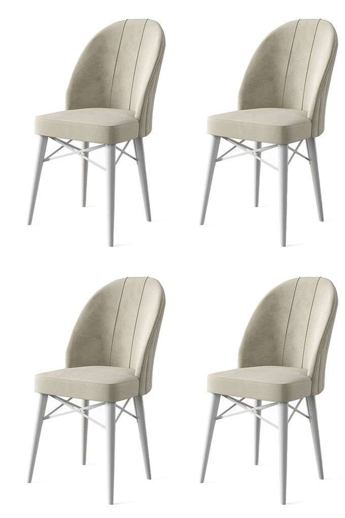 Étkezőszék szett (4 db) Ritim - Krém, Fehér-VASBÚTOR