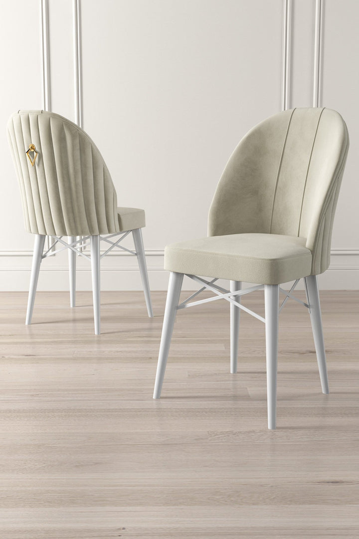 Étkezőszék szett (4 db) Ritim - Krém, Fehér-VASBÚTOR