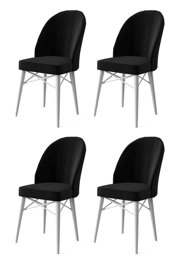 Étkezőszék szett (4 db) Ritim - Fekete, Fehér-VASBÚTOR