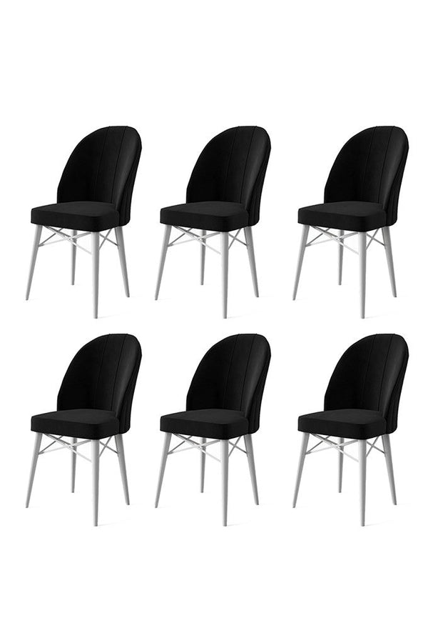 Étkezőszék szett (6 db) Ritim - Fekete, Fehér-VASBÚTOR