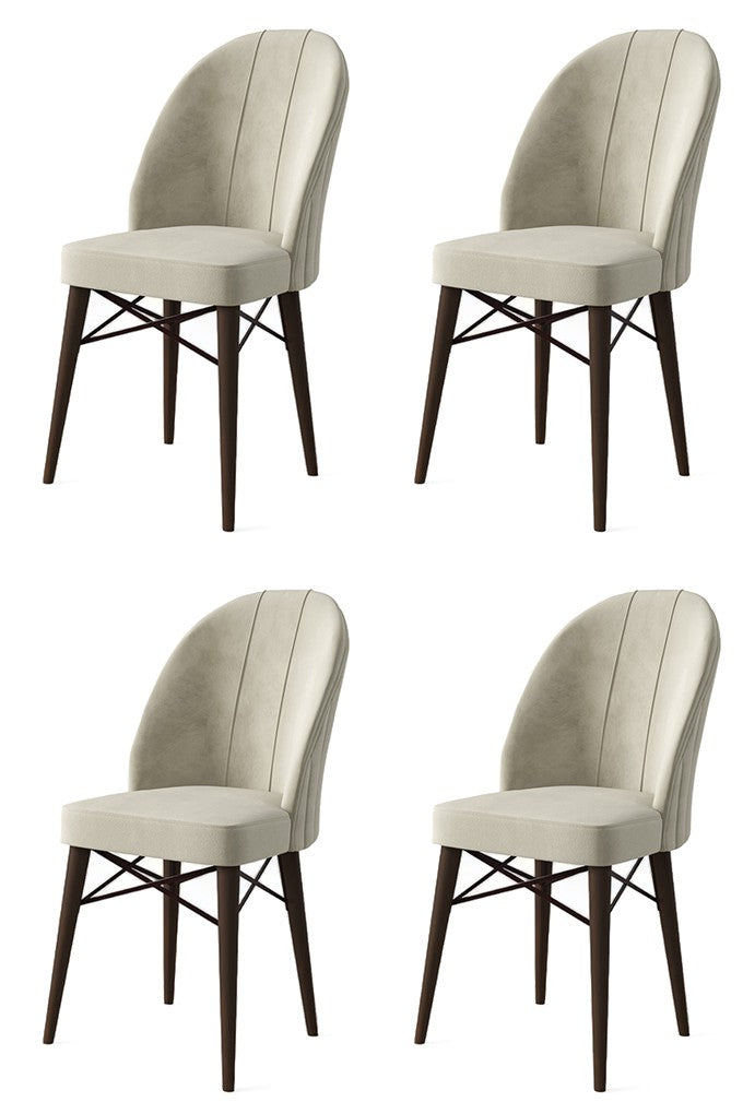 Étkezőszék szett (4 db) Ritim - Krém, Barna-VASBÚTOR