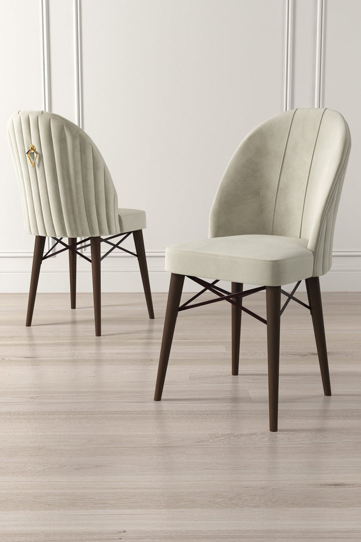 Étkezőszék szett (4 db) Ritim - Krém, Barna-VASBÚTOR