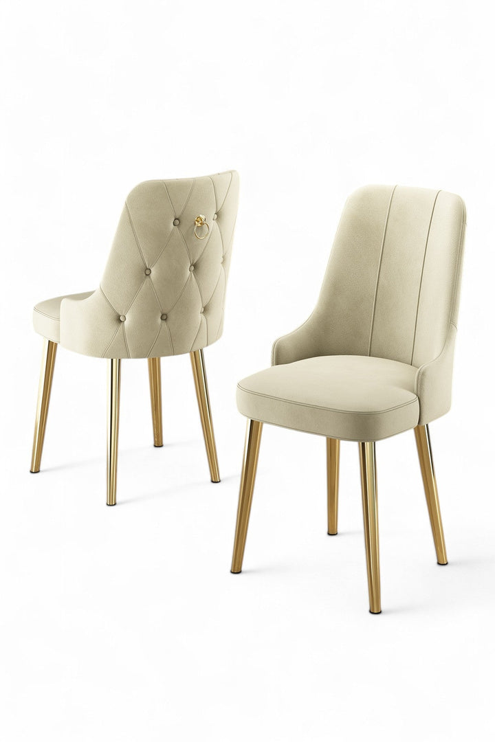 Étkezőszék szett (2 db) Newa - Krém, Arany-VASBÚTOR