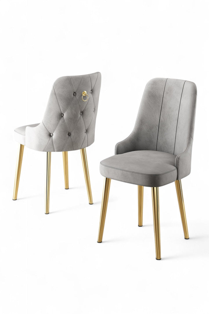 Étkezőszék szett (2 db) Newa - Szürke, Arany-VASBÚTOR