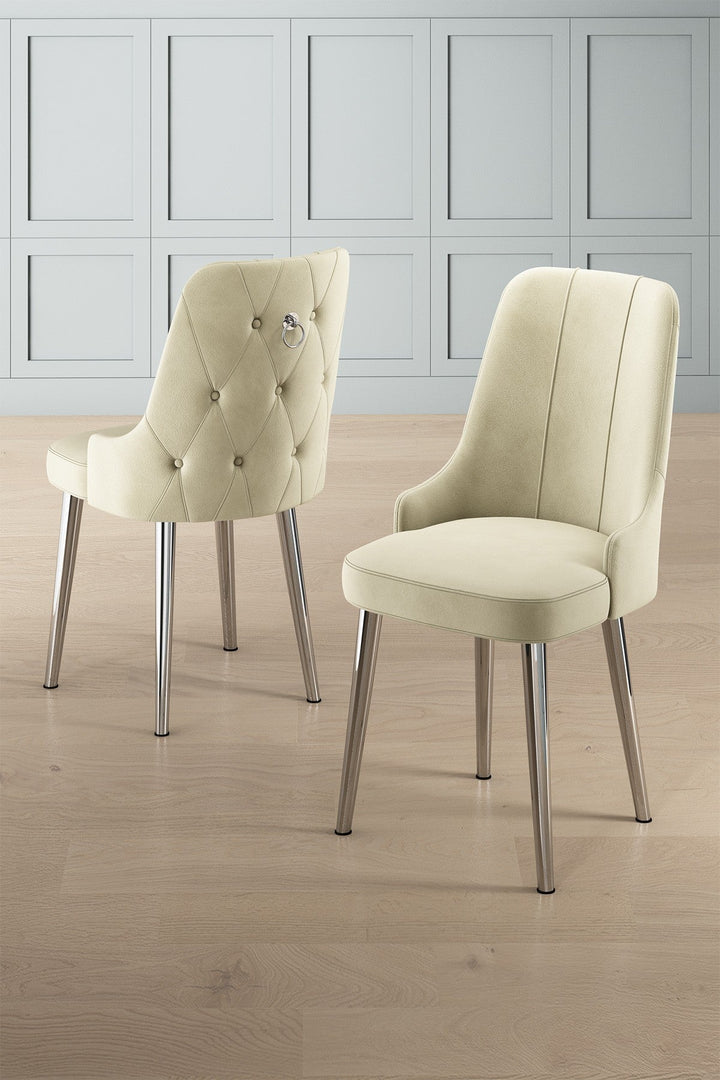 Étkezőszék szett (2 db) Newa - Krém, Króm-VASBÚTOR