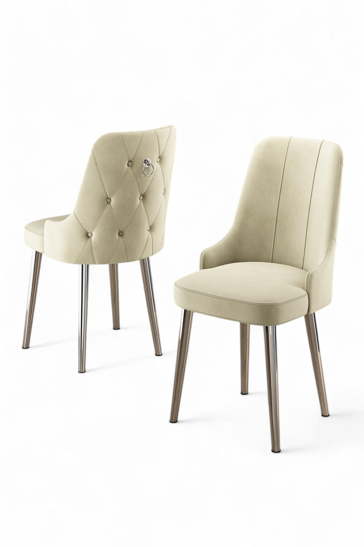 Étkezőszék szett (2 db) Newa - Krém, Króm-VASBÚTOR