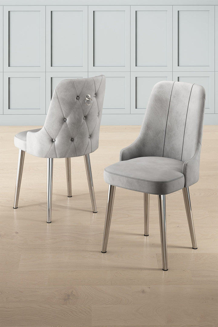 Étkezőszék szett (2 db) Newa - Szürke, Króm-VASBÚTOR