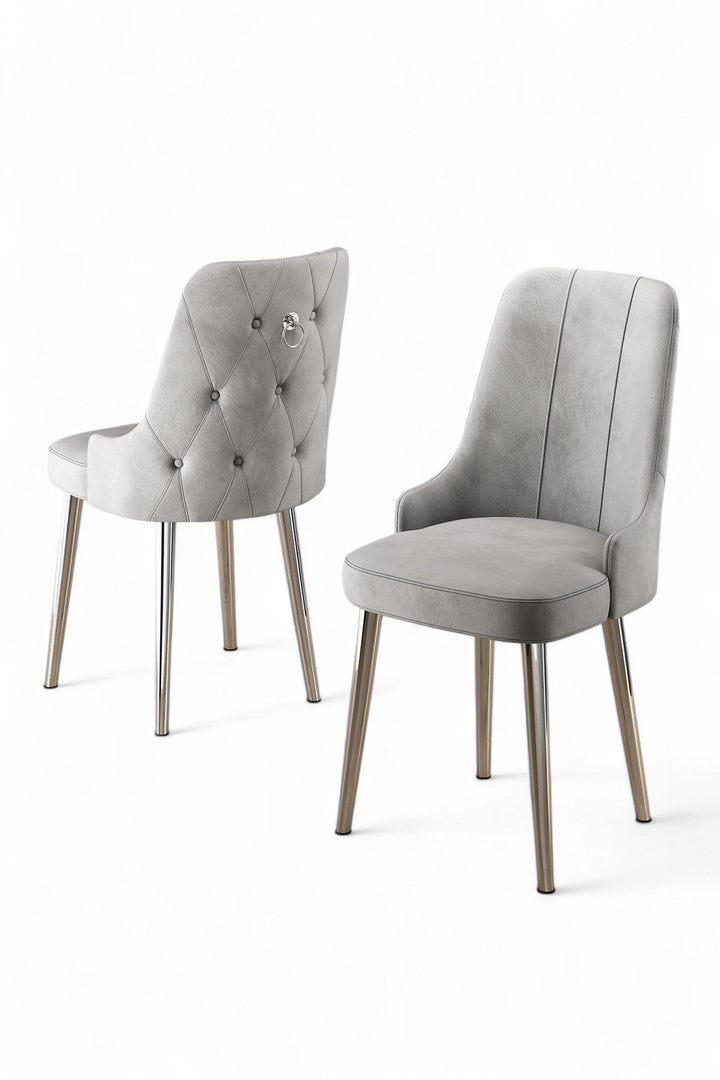Étkezőszék szett (2 db) Newa - Szürke, Króm-VASBÚTOR