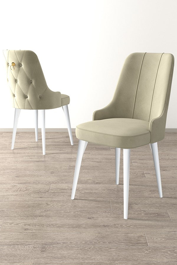 Étkezőszék szett (2 db) Newa - Krém, Fehér-VASBÚTOR