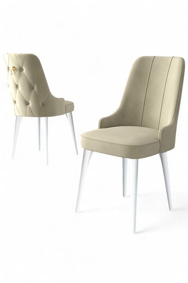 Étkezőszék szett (2 db) Newa - Krém, Fehér-VASBÚTOR