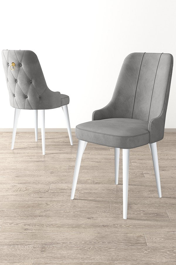 Étkezőszék szett (2 db) Newa - Szürke, Fehér-VASBÚTOR