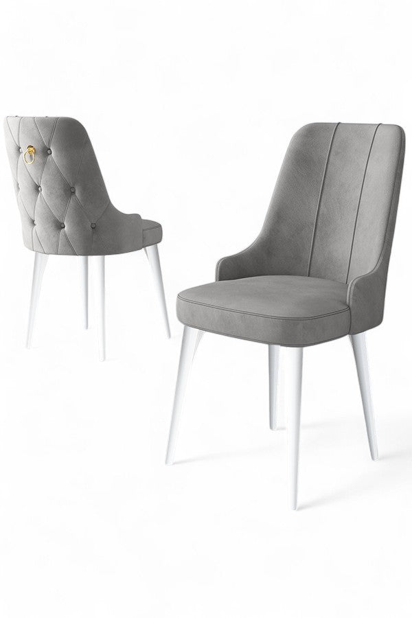 Étkezőszék szett (2 db) Newa - Szürke, Fehér-VASBÚTOR