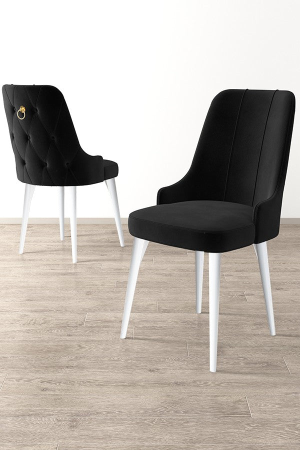 Étkezőszék szett (2 db) Newa - Fekete, Fehér-VASBÚTOR