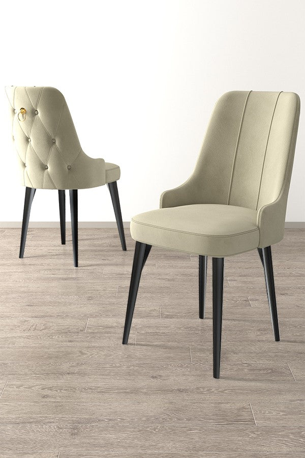 Étkezőszék szett (2 db) Newa - Krém, Fekete-VASBÚTOR