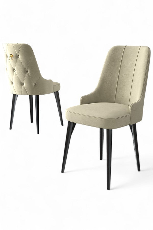 Étkezőszék szett (2 db) Newa - Krém, Fekete-VASBÚTOR