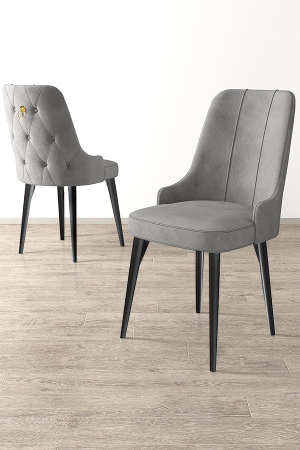 Étkezőszék szett (2 db) Newa - Szürke, Fekete-VASBÚTOR