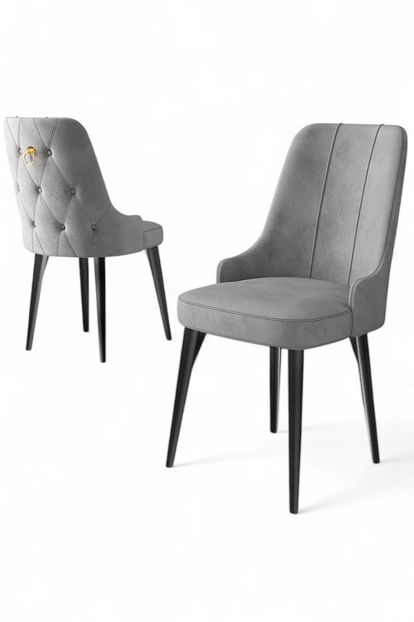 Étkezőszék szett (2 db) Newa - Szürke, Fekete-VASBÚTOR