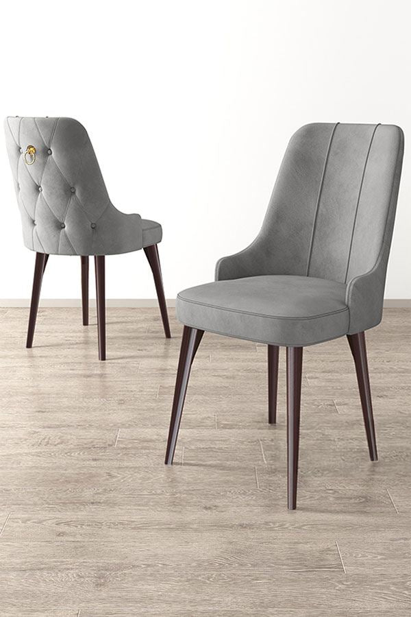 Étkezőszék szett (2 db) Newa - Szürke, Barna-VASBÚTOR