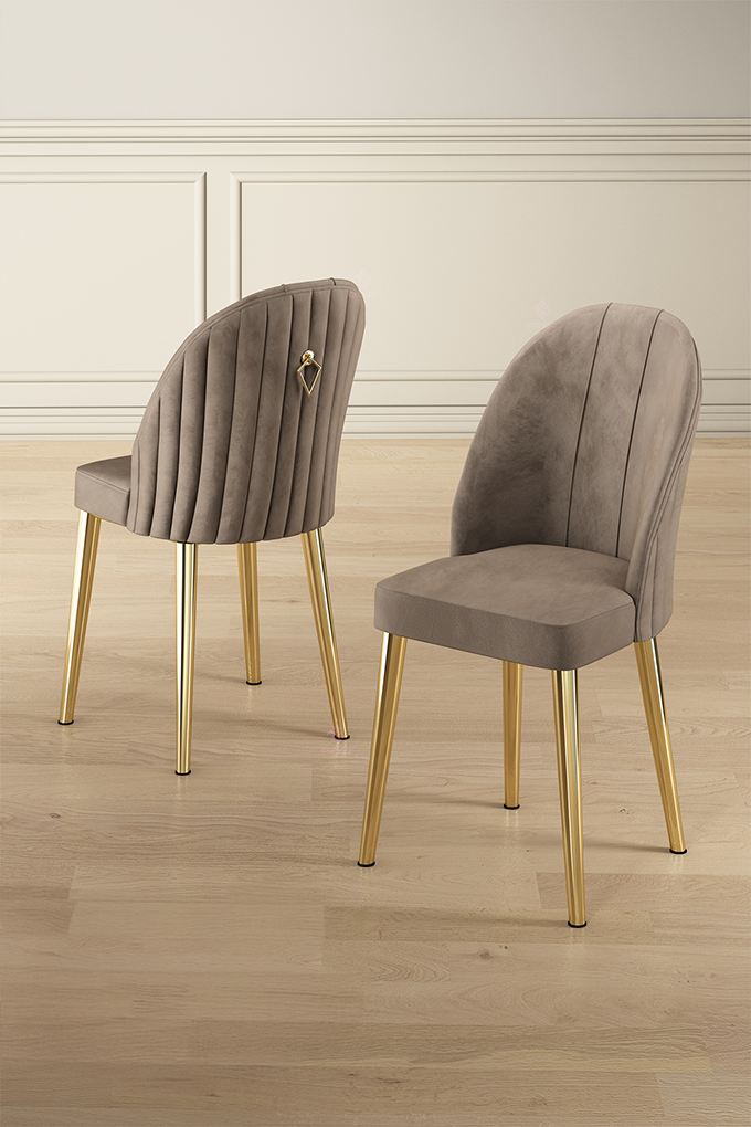 Étkezőszék szett (2 db) Mara - Cappuccino, Arany-VASBÚTOR