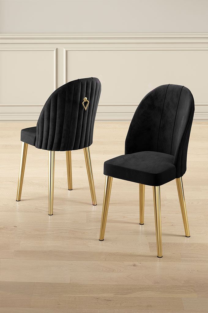 Étkezőszék szett (2 db) Mara - Fekete, Arany-VASBÚTOR