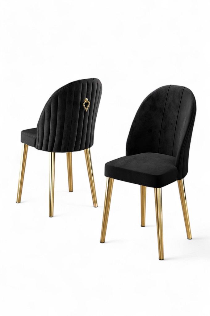Étkezőszék szett (2 db) Mara - Fekete, Arany-VASBÚTOR