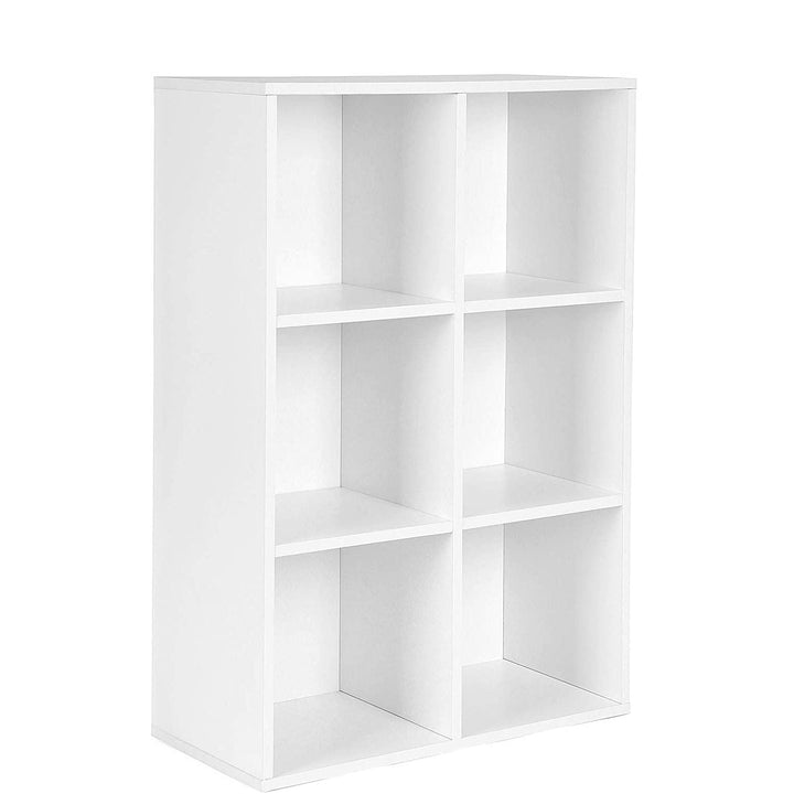 3 szintes könyvespolc, tárolópolc 6 rekesszel, fehér-VASBÚTOR