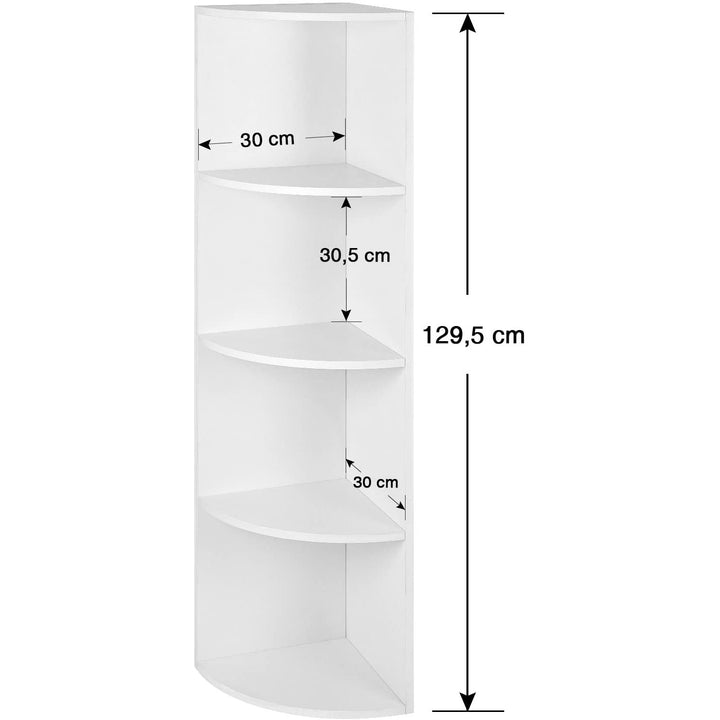 4 Szintes sarokpolc, álló tárolópolc 30 x 129,5 x 30 cm, fehér-VASBÚTOR
