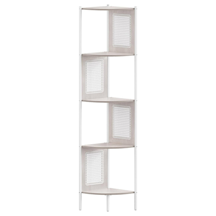 5 szintes sarokpolc, könyvespolc polirattan oldalakkal, 156x32x32 cm, zab bézs-VASBÚTOR