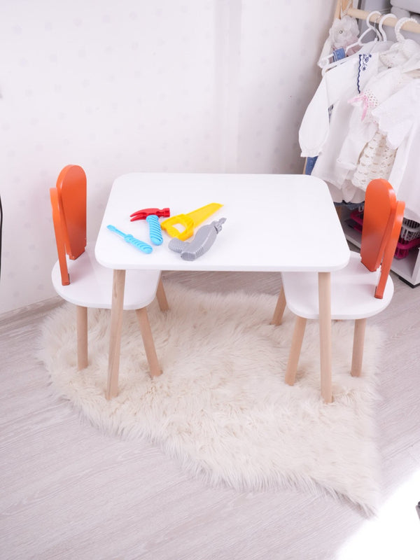 Gyerekasztal székekkel Bunny One Chair Set - Orange, White-VASBÚTOR