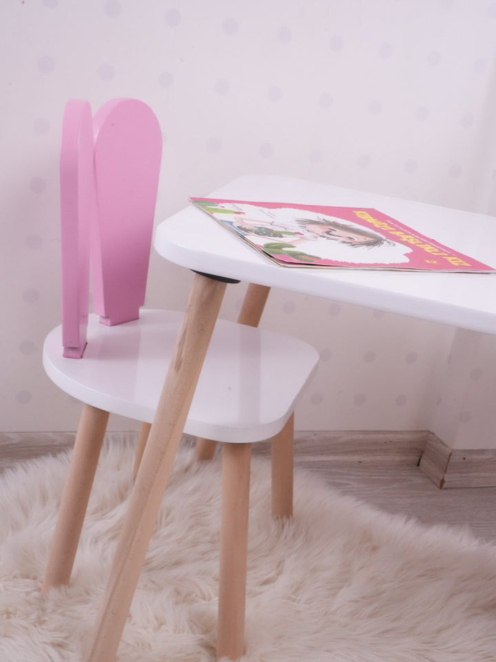 Gyerekasztal székekkel Bunny One Chair Set - Pink, White-VASBÚTOR
