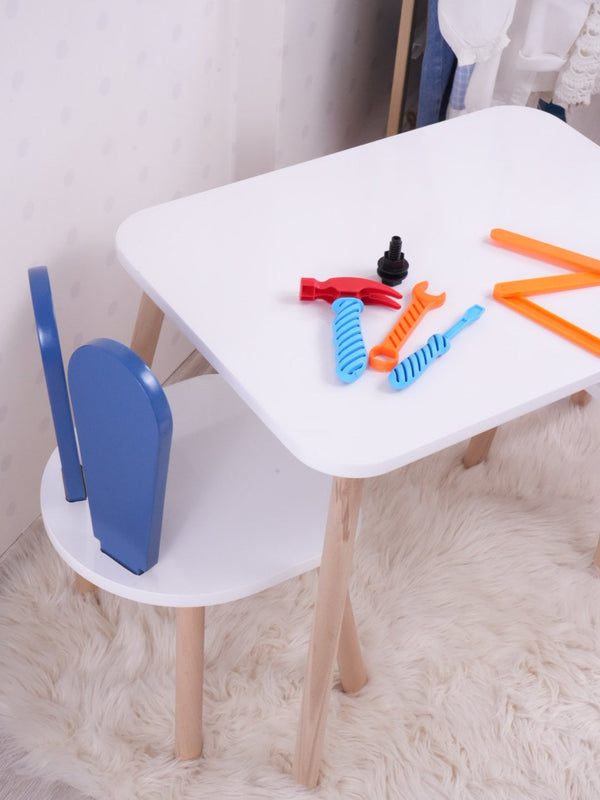 Gyerekasztal székekkel Bunny One Chair Set - Blue, White-VASBÚTOR