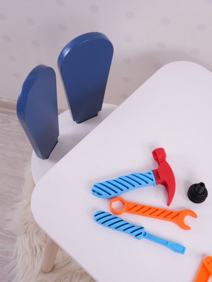 Gyerekasztal székekkel Bunny One Chair Set - Blue, White-VASBÚTOR