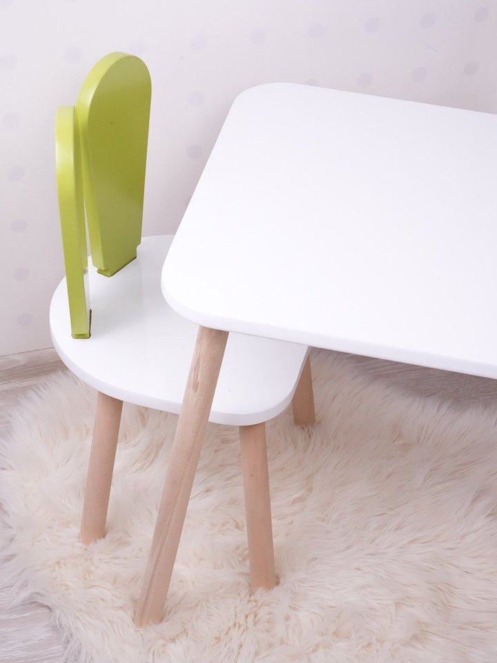 Gyerekasztal székekkel Bunny One Chair Set - Pistachio Green, White-VASBÚTOR
