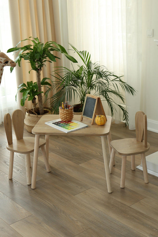 Gyerekasztal székekkel Bunny One Chair Set - Brown-VASBÚTOR